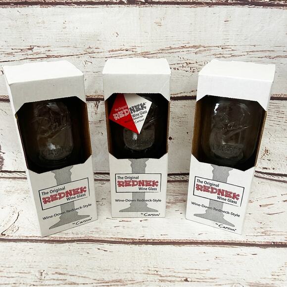 THE ORIGINAL REDNECK Mason Jar Wine Glasses Set of 3 - Picture 5 of 5